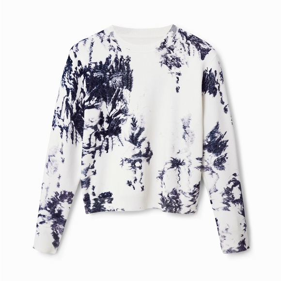 Desigual Sweaters - Desigual Gray & White Abstract Sweater - Size S